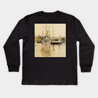 boats entry to the medina in the isle of wight - Berthe Morisot Kids Long Sleeve T-Shirt